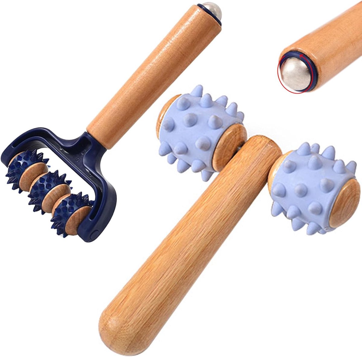 SnelShoppen - 2 Pcs Massage Roller voor Benen, Leg Massage Apparaat, Compact Houten Massage Tool voor Thuis, Kantoor of Reizen, Lichtgewicht en Effect