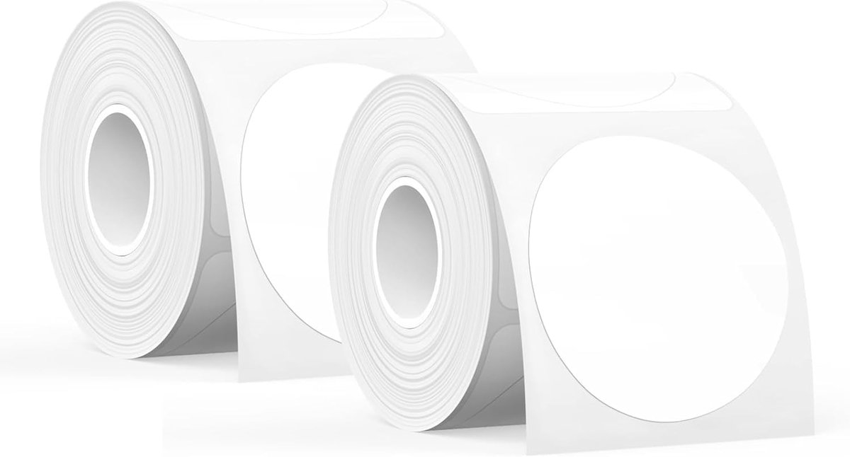 Thijox - Thermische Etiketten 50mm - Zelfklevend, Waterdicht, Temperatuurbestendig, 2 Rollen met 130 Etiketten per Rol voor Etiketteermachines