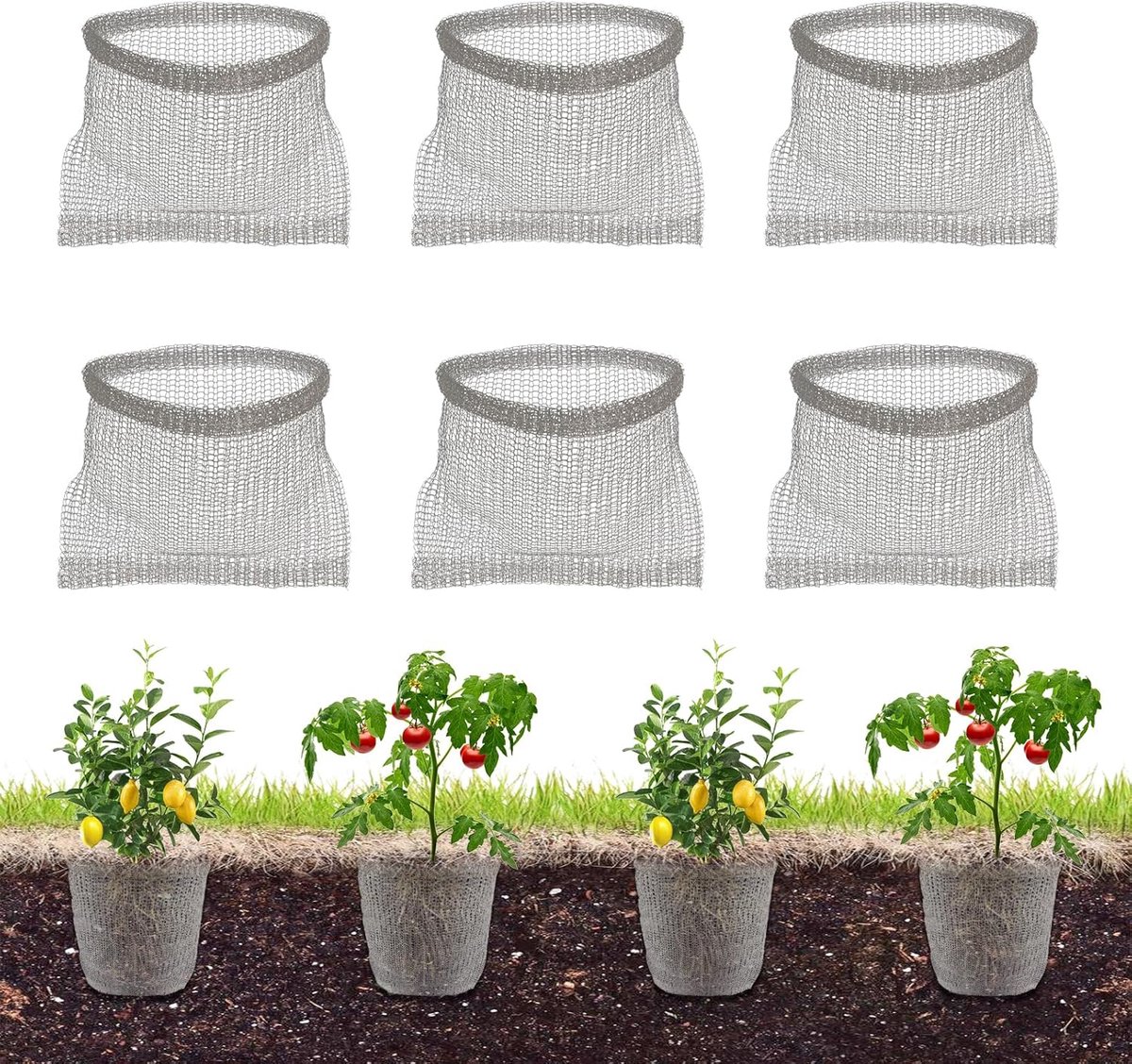 SnelShoppen - Pack van 6 RVS Vole Beschermingsmanden 51x51 cm voor Fruitbomen, Planten, Tuin, Roestvrij Staal, Duurzaam, Effectieve Wortelbescherming