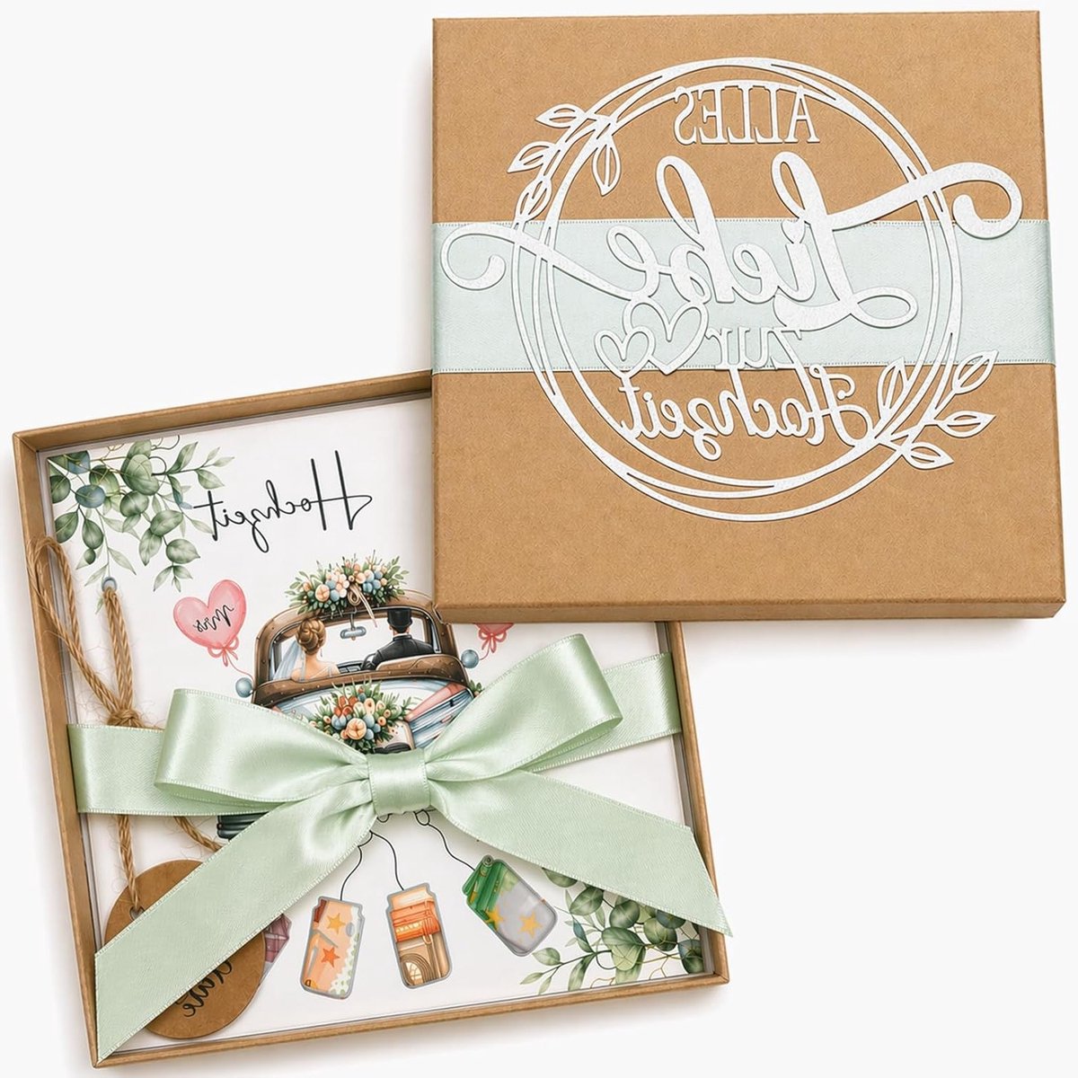 Elegante geldcadeaus voor bruid en bruidegom | Perfecte huwelijksgeschenken met cadeaubox en kaart