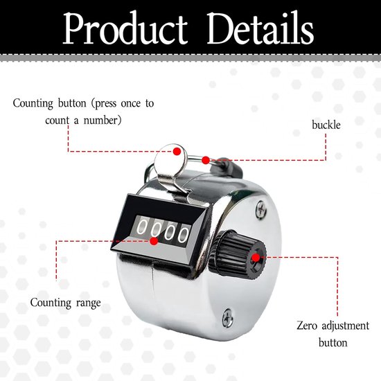 SnelShoppen - Hand Counter 2 Stuks - 4 Digit Clicker - Metalen Telapparaat voor Golf, Breien, Coaching, Fitness, Training, School, Sport van Snelshoppen — afbeelding 2