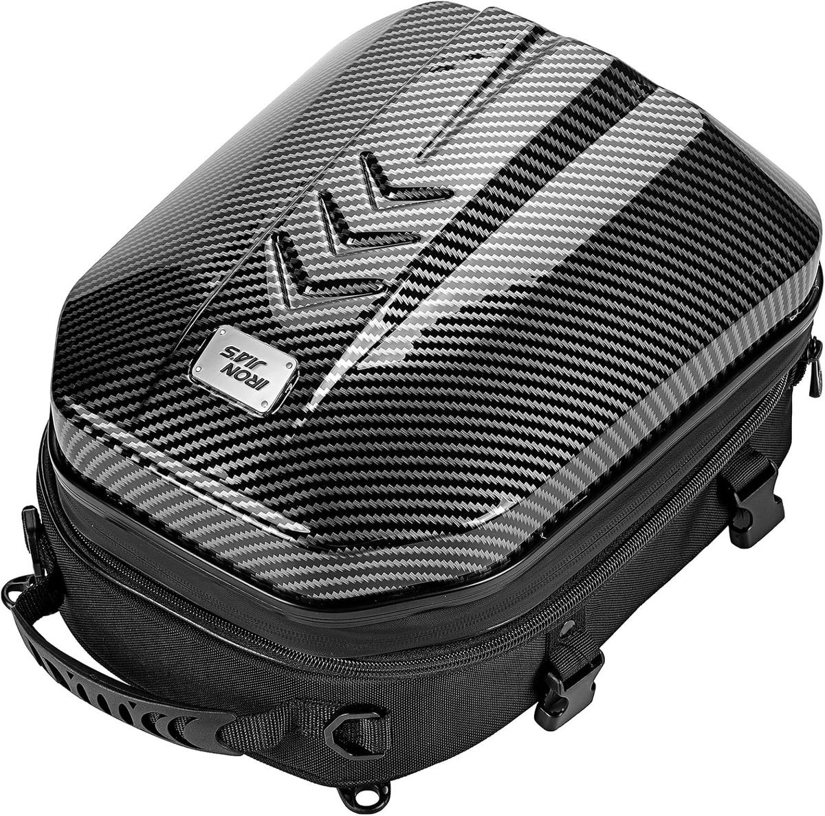 SnelShoppen - Waterdichte Motor Achtertas - Duo Bag met Uitbreidbare Opslag 24-35L - ABS Hard Shell met Carbon-Look - Perfect voor Reizen en Motorrit