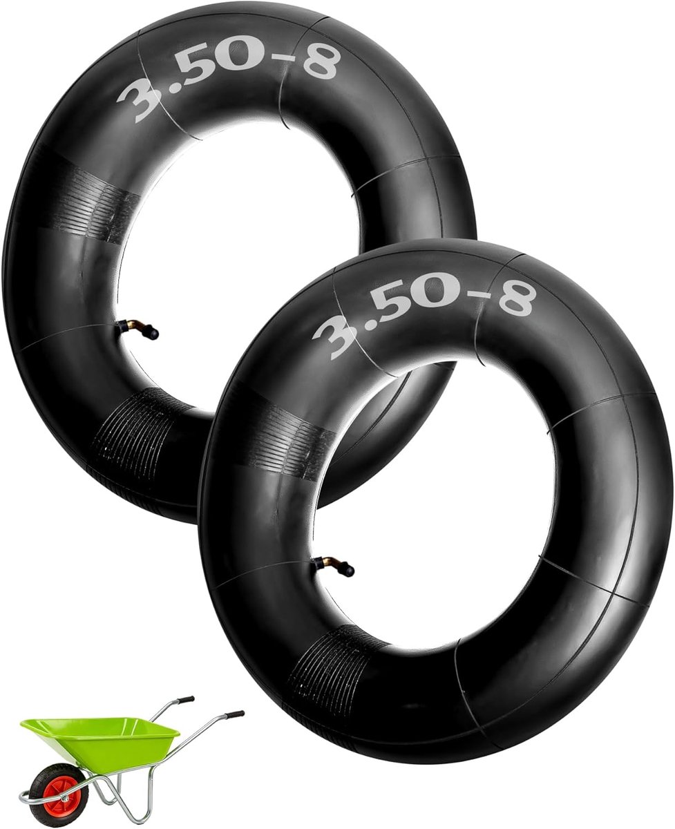 SnelShoppen - 2x Binnenband 3.50-8 Bandslang TR-87 Hoekventiel voor Scooter, Bromfiets, Tuinfrees, en Kar, Duurzaam en Betrouwbaar