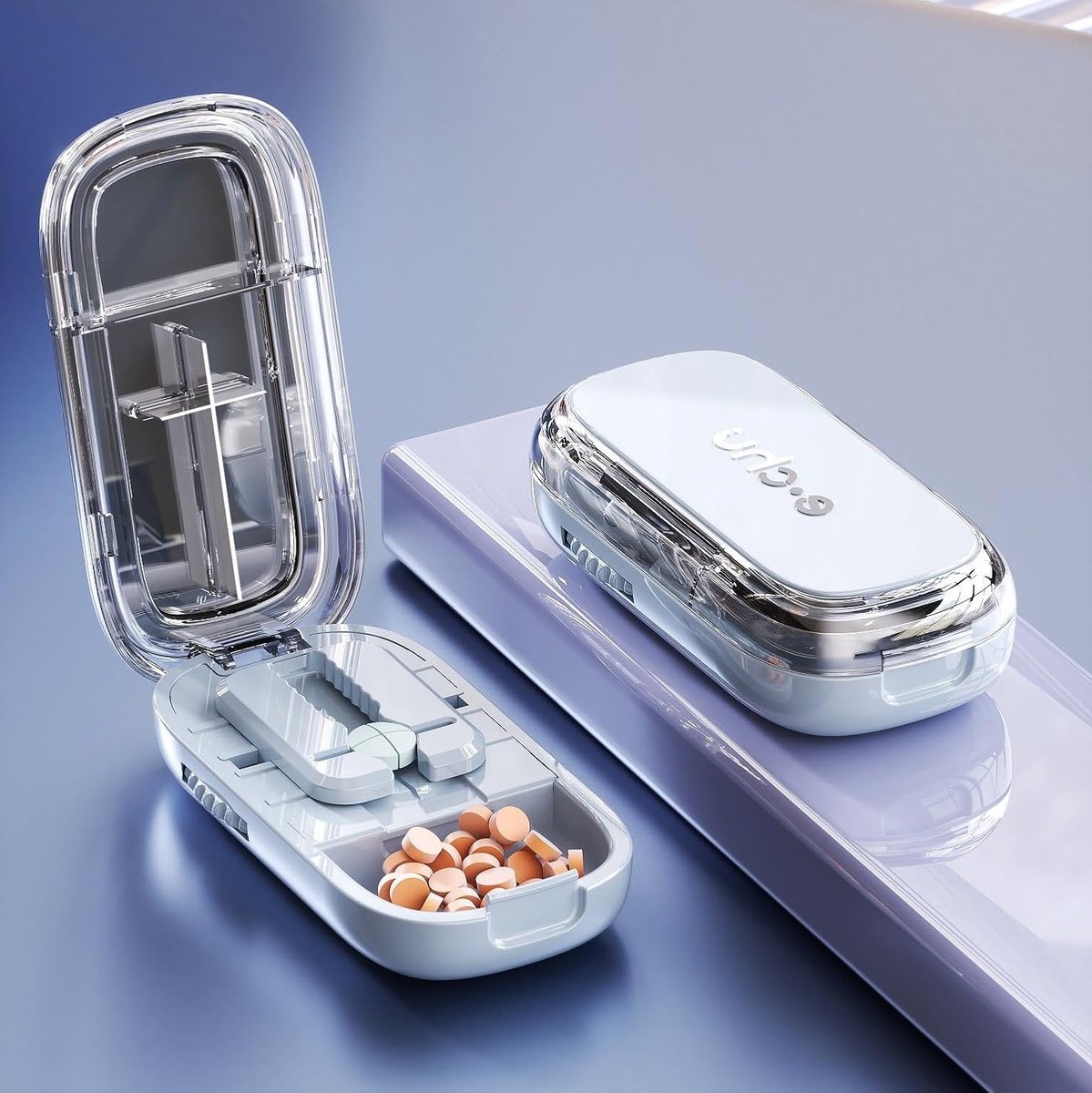 Tablet Splitter voor Kleine en Grote Pillen - 2-in-1 Tablet Pillen Snijder en Opslag met Borstel en Pincet voor Huisdieren en Mensen
