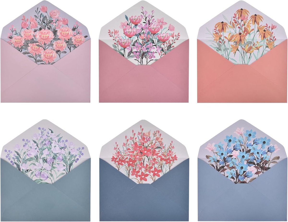 SnelShoppen - 30 Stuks Bloemen Enveloppen A5 - Hoge Kwaliteit Papieren Enveloppen voor Wenskaarten, Uitnodigingen, Verjaardagskaarten - Uniek Floral O