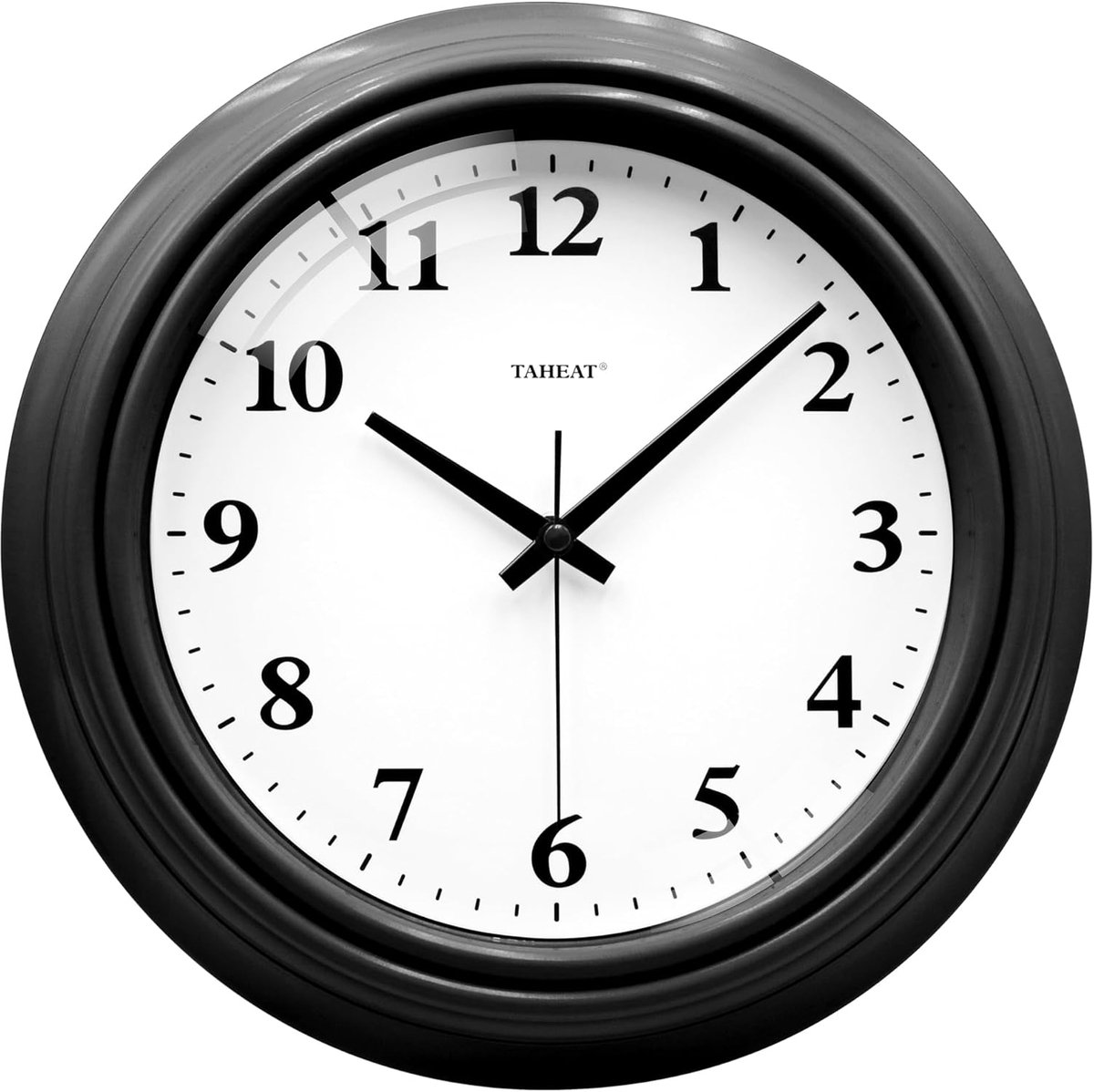 SnelShoppen - Modern Witte Zwarte Wandklok 25cm - Geluidsloze Ronde Batterij Wandklok voor Woonkamer, Slaapkamer, Kantoor, Keuken - Robuuste Houten Ef