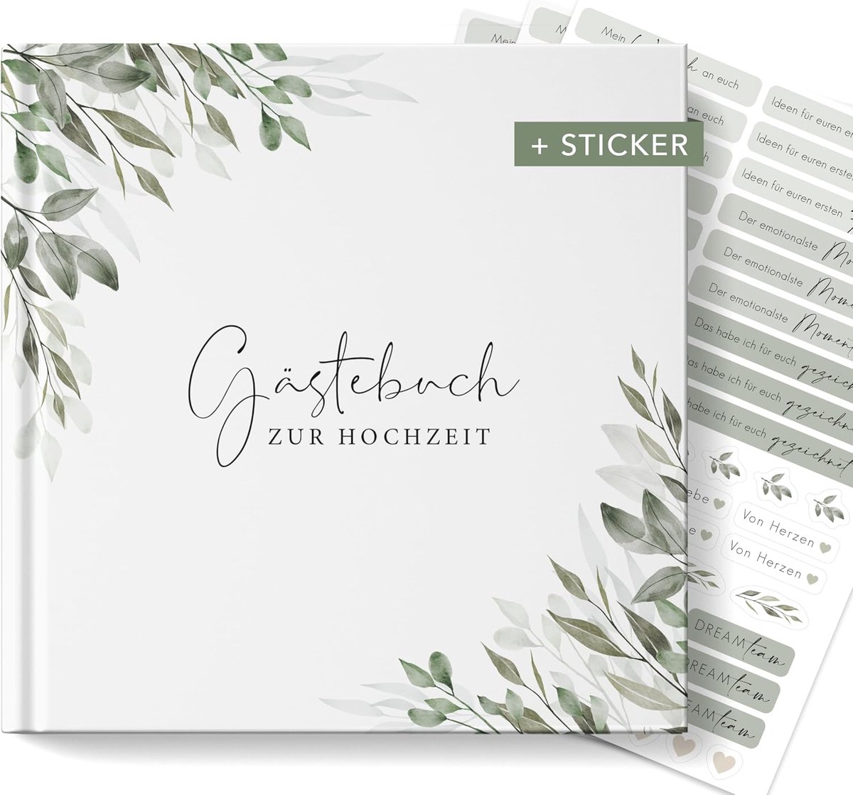 SnelShoppen - Eucalyptus Vintage Trouwen Gastenboek - Blanco Huwelijksboek - Elegante Foto & Verhaal Behoud - Hoogwaardige Kwaliteit voor Bruid en Bru