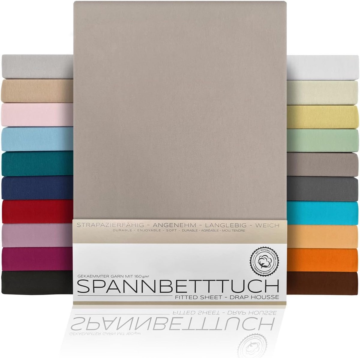 SnelShoppen - Fitted sheet 180x200x30 cm, premium jersey katoen, extra zacht en duurzaam, stone kleur, perfect voor elk bed, luxe slaapervaring