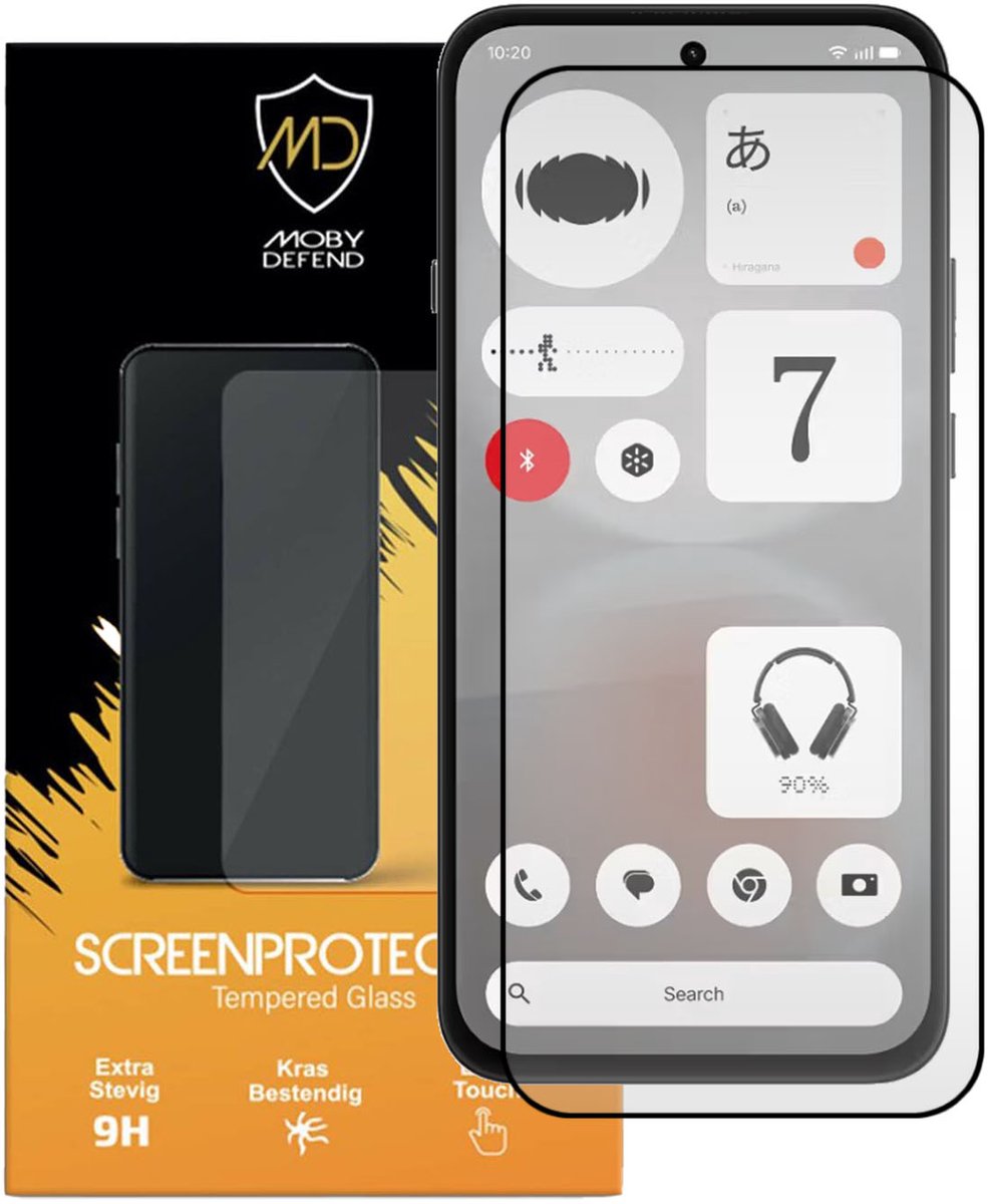 MobyDefend Screenprotector - Geschikt voor Nothing Phone (4b) - Screensaver Met Zwarte Randen - Gehard Glas