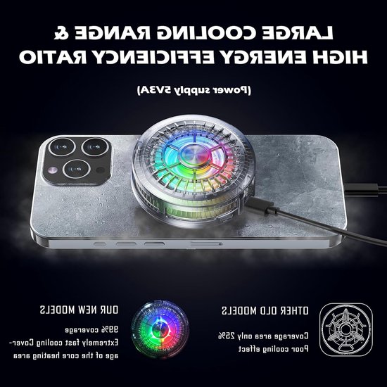 Halfgeleiderradiator voor mobiele telefoons, lichtgewicht en dun ontwerp, krachtige koeling, 3 instelbare standen, perfect voor gamers en intensieve app-gebruikers, optimale prestatie en gebruiksgemak — afbeelding 3