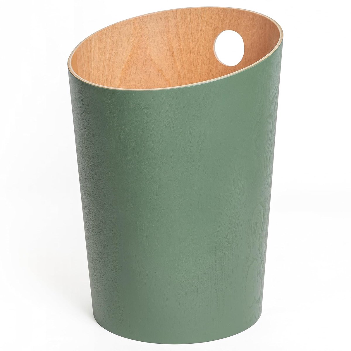 SnelShoppen - Design Papiermand 'Bennet' | Unieke Prullenbak van Echt Houtfineer voor Kantoor, Slaapkamer, Kinderkamer | Groen | Stijlvolle Oplossing
