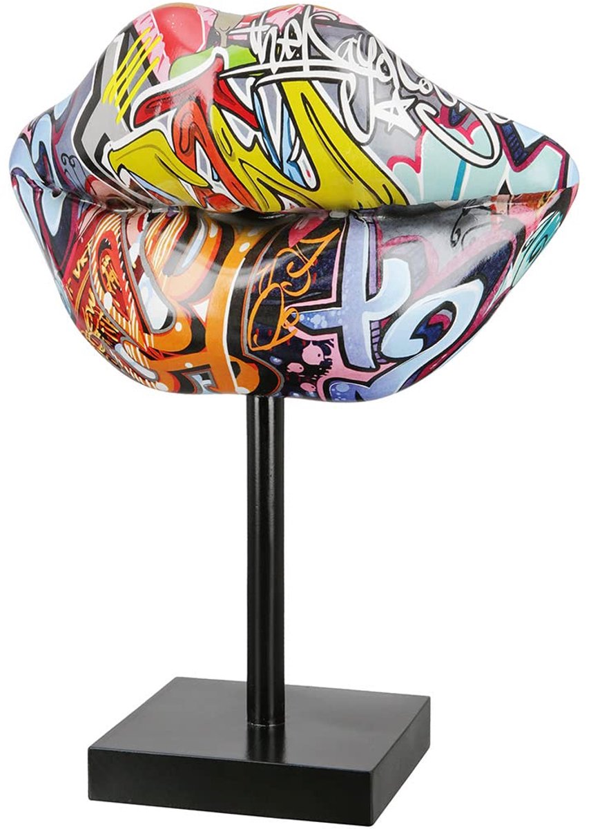 SnelShoppen - Casablanca Decoratieve Sculptuur Kusmond in Street Art Design - Kunsthars Accessoire voor Woonkamer - Hoogte 26 cm - Uniek Geschenk voor