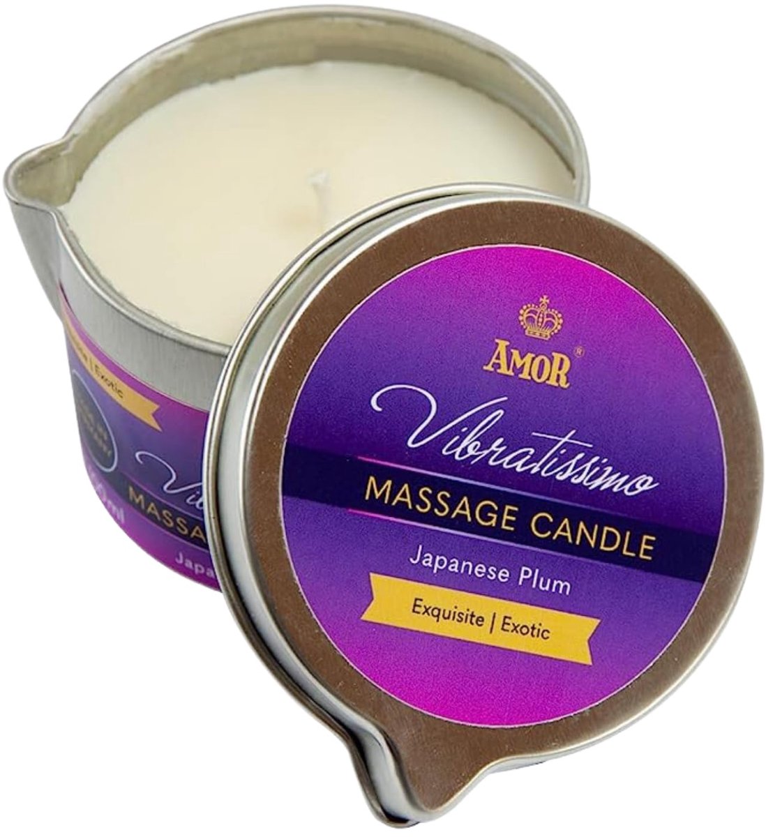 VIBRATISSIMO Massagekaars Japanese Plum 100ml I Kaars met pruimengeur I Kaars ontspanning I gemaakt van natuurlijke grondstoffen & met kokosolie I geschikt voor gevoelige huid I Massage Candle