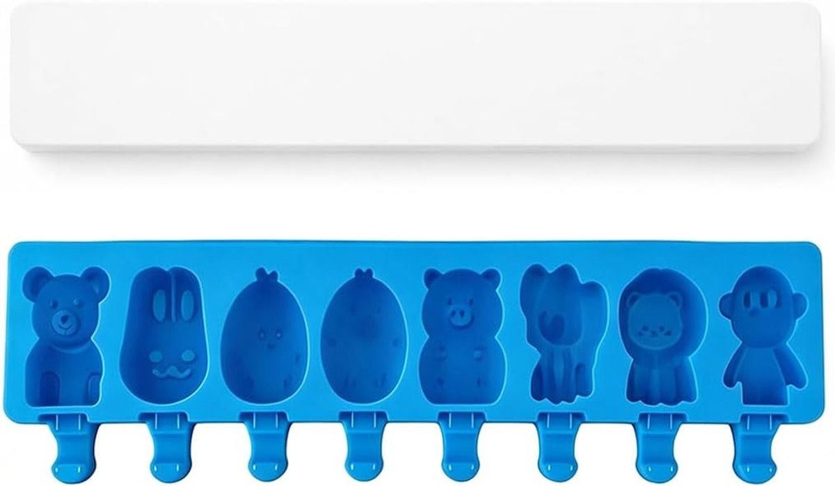Siliconen ijsvorm met 8 holtes voor zelfgemaakt ijs | Herbruikbaar en eenvoudig schoon te maken | Ideaal voor kinderen en feestjes | BPA-vrij en veilig in gebruik
