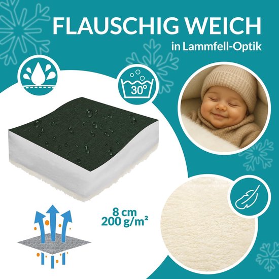 Voetenzak Kinderwagen - Babyzak Buggy - Warm Houden Baby - Waterafstotend Materiaal - Universele Pasvorm - Donkergroen — afbeelding 2