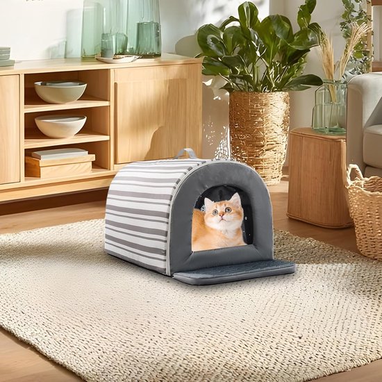Koelende Katten Tent - Buitenhuisje Huisdier - Koel Blijven - Ingebouwde IJskamer - 35 x 30 x 30 cm - Grijs — afbeelding 4