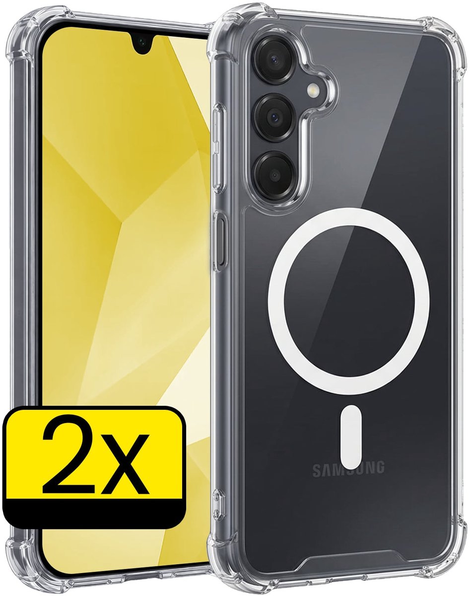 Hoesje - 2 Stuks - Geschikt voor Samsung Galaxy A16 - Magsafe Compatible - Sterk & Shockproof - Back Cover - Shock Proof Case - Telefoon Hoes - Telefoonhoesjes - Transparant