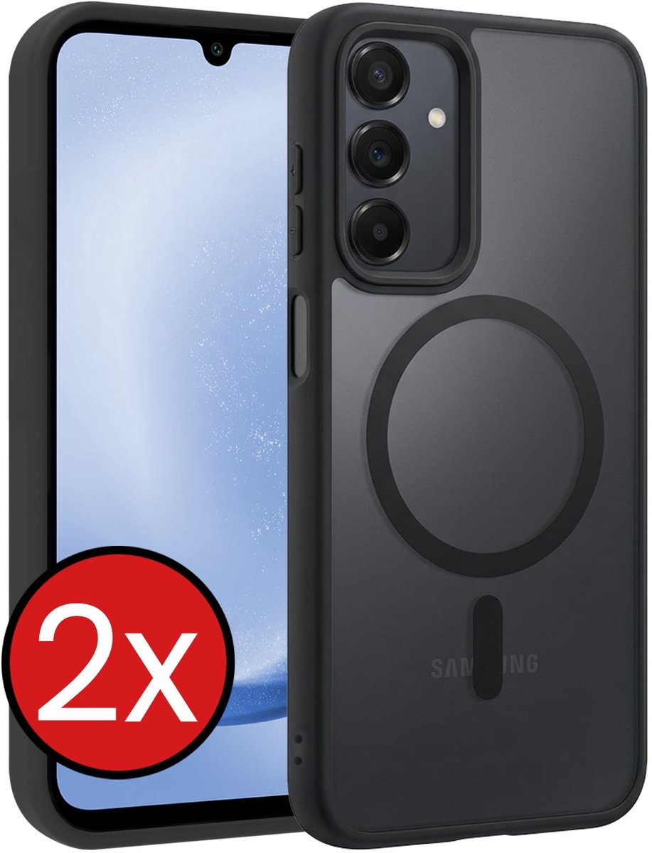 Hoesje - 2 Stuks - Geschikt voor Samsung Galaxy A25 - Magsafe Compatible - Sterk & Shockproof - Shock Proof Case - Back Cover - Telefoon Hoes - Telefoonhoes - Zwart