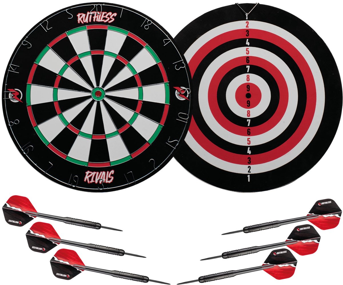 SnelShoppen - Ruthless Rivals Dubbelzijdig Dartbordspel met 2 Sets Dartpijlen | Perfect voor Feesten, Tuin, Camping en Gezellige Avonden