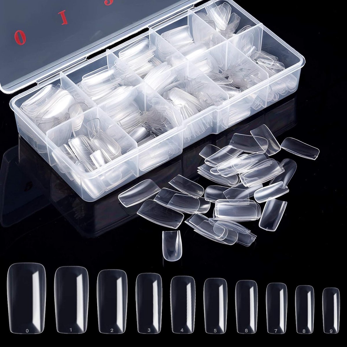 500 stuks volledige afdekking valse nagels helder acryl nagels 10