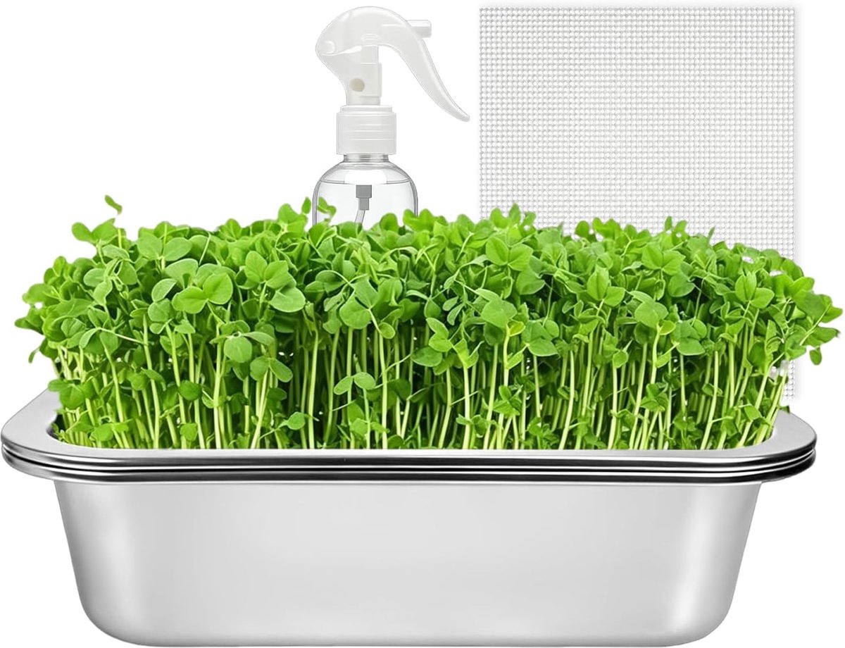 Set van 1 Roostekit van Roestvrij Staal: 2-in-1 Kweekbakjesset voor