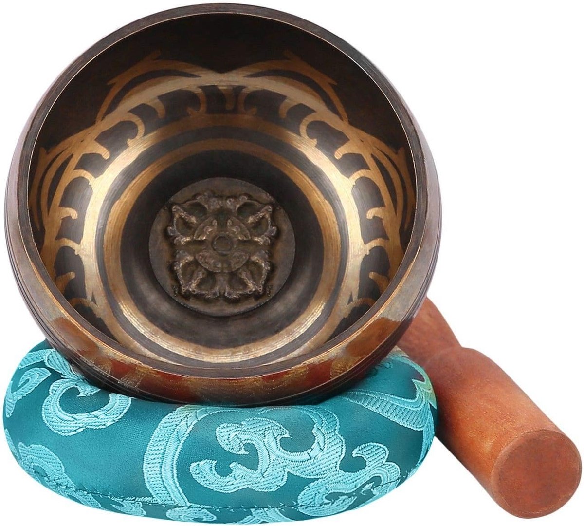 Klankschalen set 9,5 cm Traditionele klankschaal met houten strijker