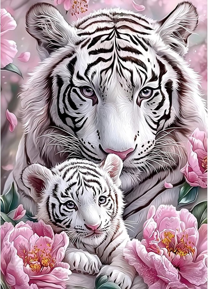 Diamantschilderijkits voor volwassenen, 5D witte tijger diamant