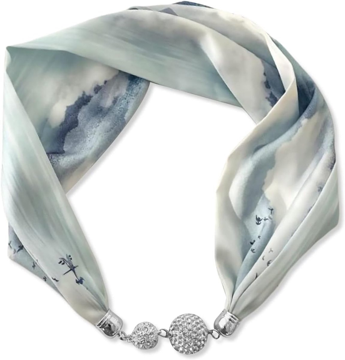 Vrouwen Mode Zijden Sjaal Ketting Handig Magnetische Gesp Met Bling