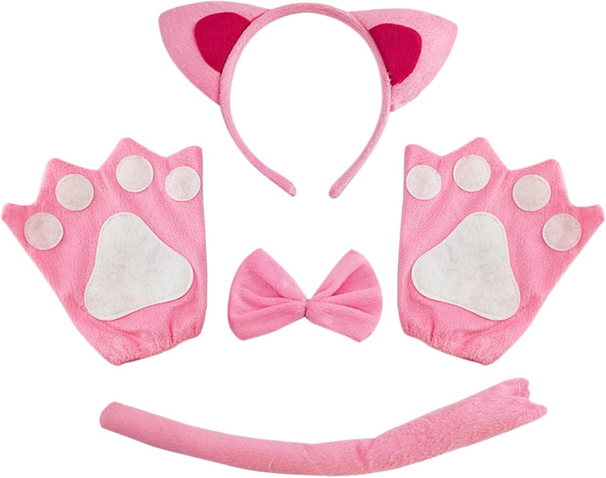 4-delige kattenkostuum voor kinderen, meisjes, katten, cosplay, set