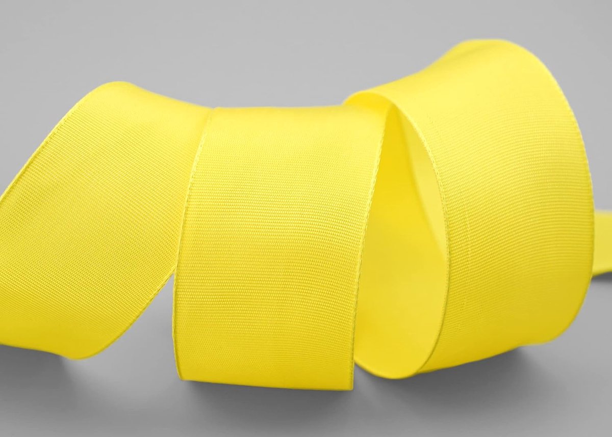 25 m x 40 mm draadrandband geel (605) decoratielint met draadranden
