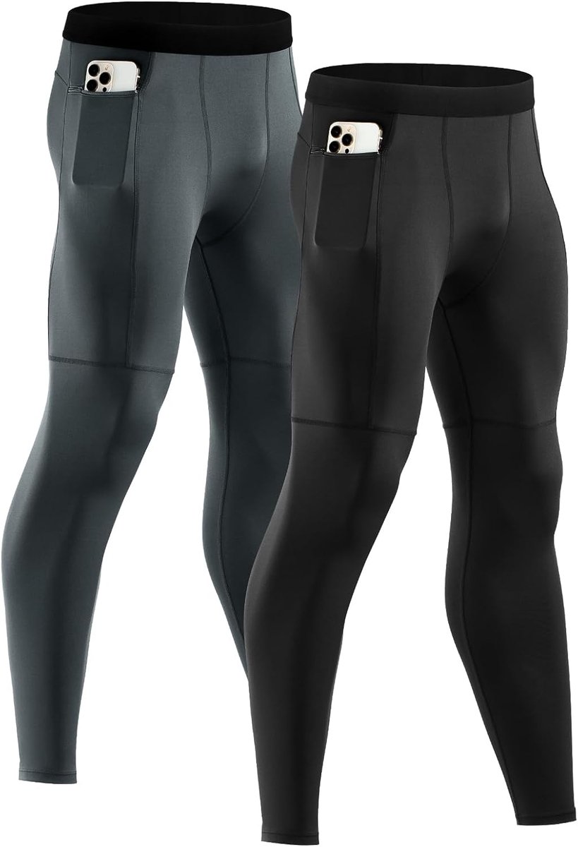 2-delige sportlegging voor heren, hardlopen, fitness, compressiebroek