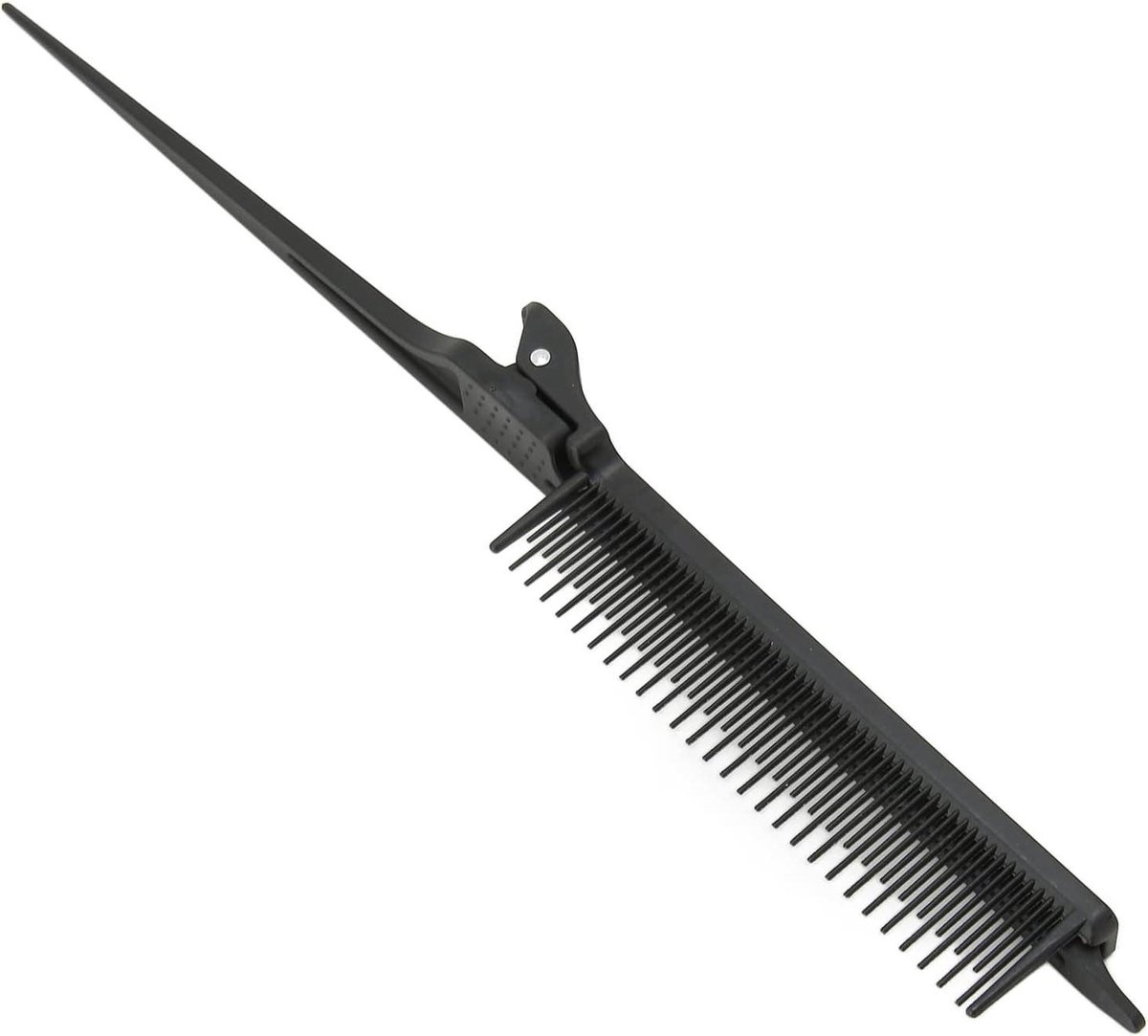 Rat Tail Clip Kam - Haar Scheidingskam - Precisie Haarstyling - Geïntegreerd Toupeerkam Ontwerp - 26.5 cm - Zwart