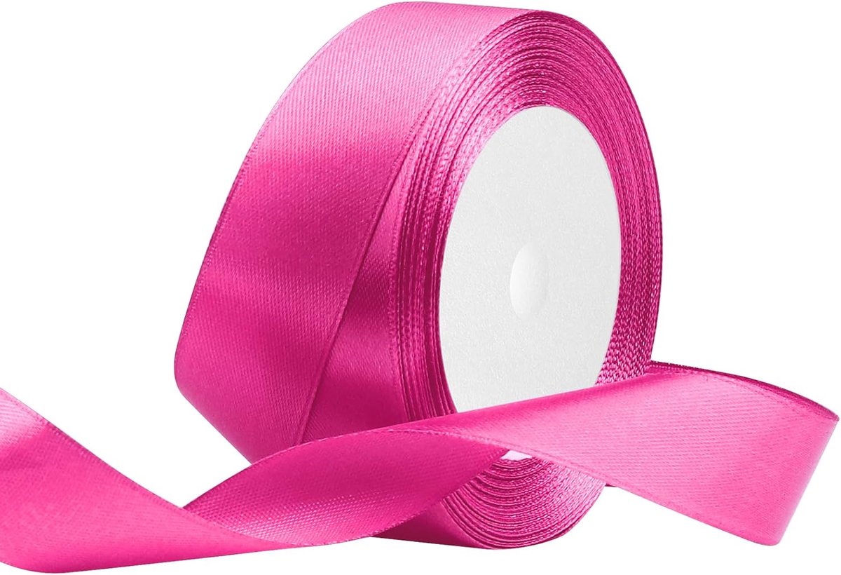 lint 25 mm breed, 22 meter roosrood, geschenklint, striklint