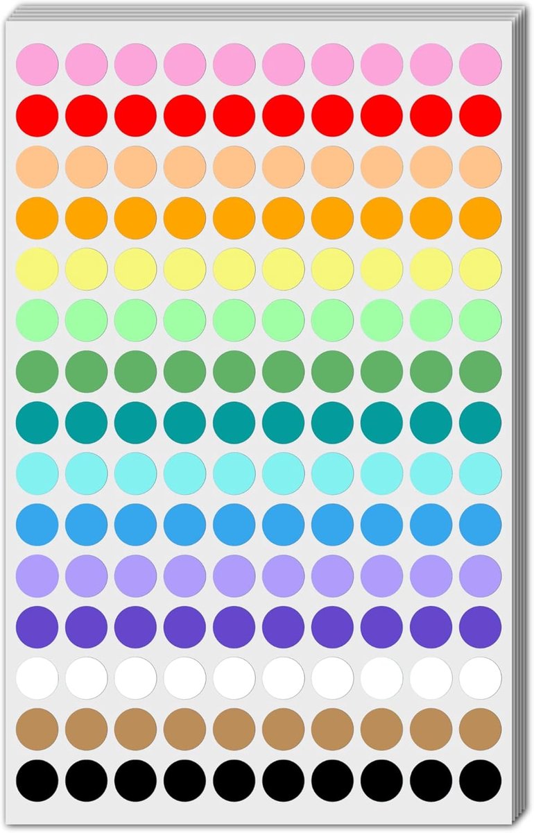 SnelShoppen - 3000 Stuks - 10mm Ronde Stickers Kleurrijke Punt Stickers Zelfklevende Labels - 15 Kleuren Voor Creatief Gebruik