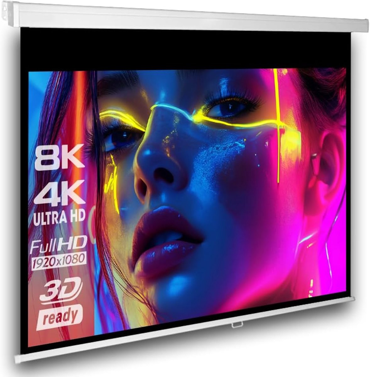 SnelShoppen - SlenderLine Professionele Rolgordijn Projectiescherm 160 x 160 cm, Universeel voor Thuisbioscoop en Presentaties, 8K, 4K, UHD, HD, Wand-