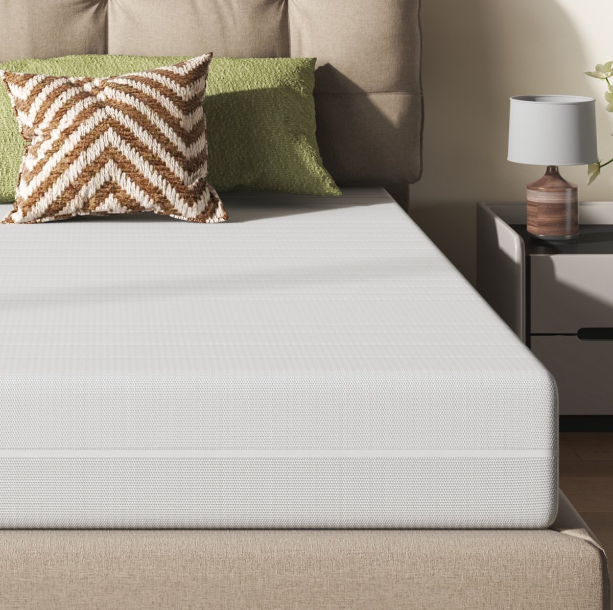Matras 120 x 200 cm - Ergonomische Koudschuimmatras - 16 cm - Afneembare Hoes - Ademend - Wit - Zonder Matras