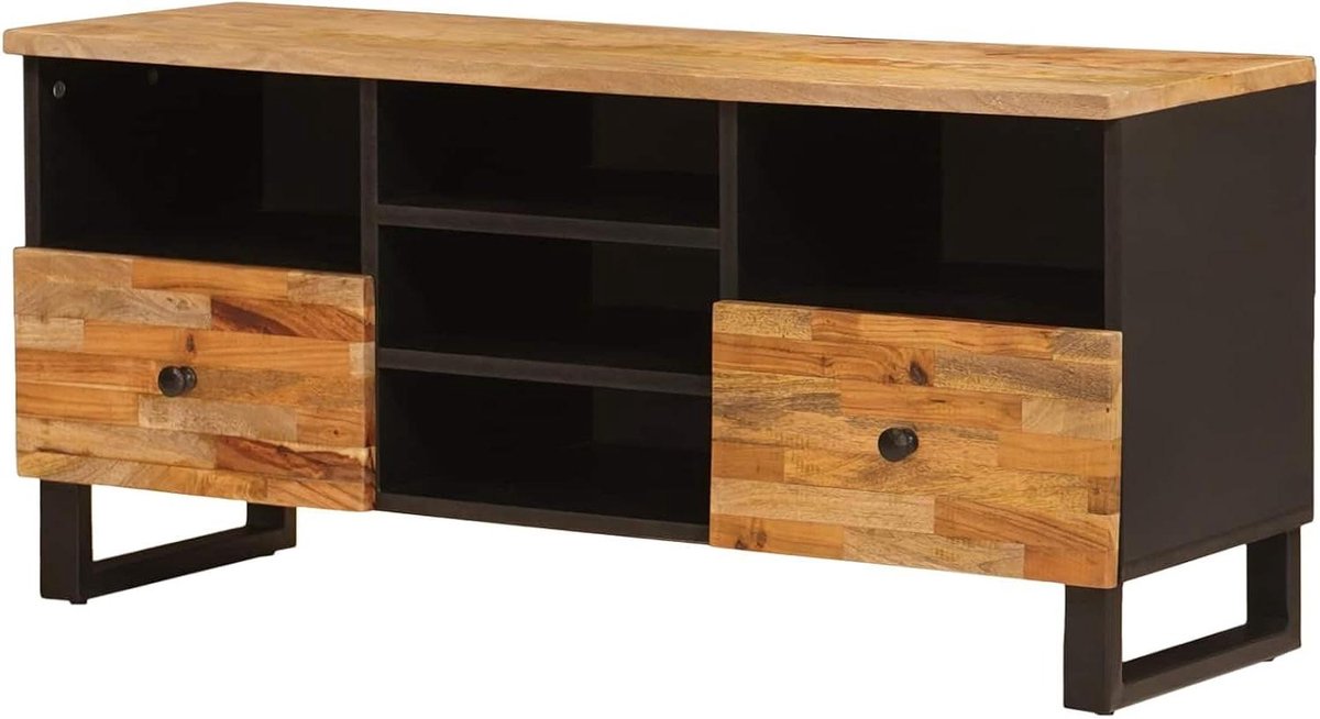 TV-kast Mango - TV-meubel Dressoir - Opbergen Media - Massief Hout - 100x33x46 cm - Bruin