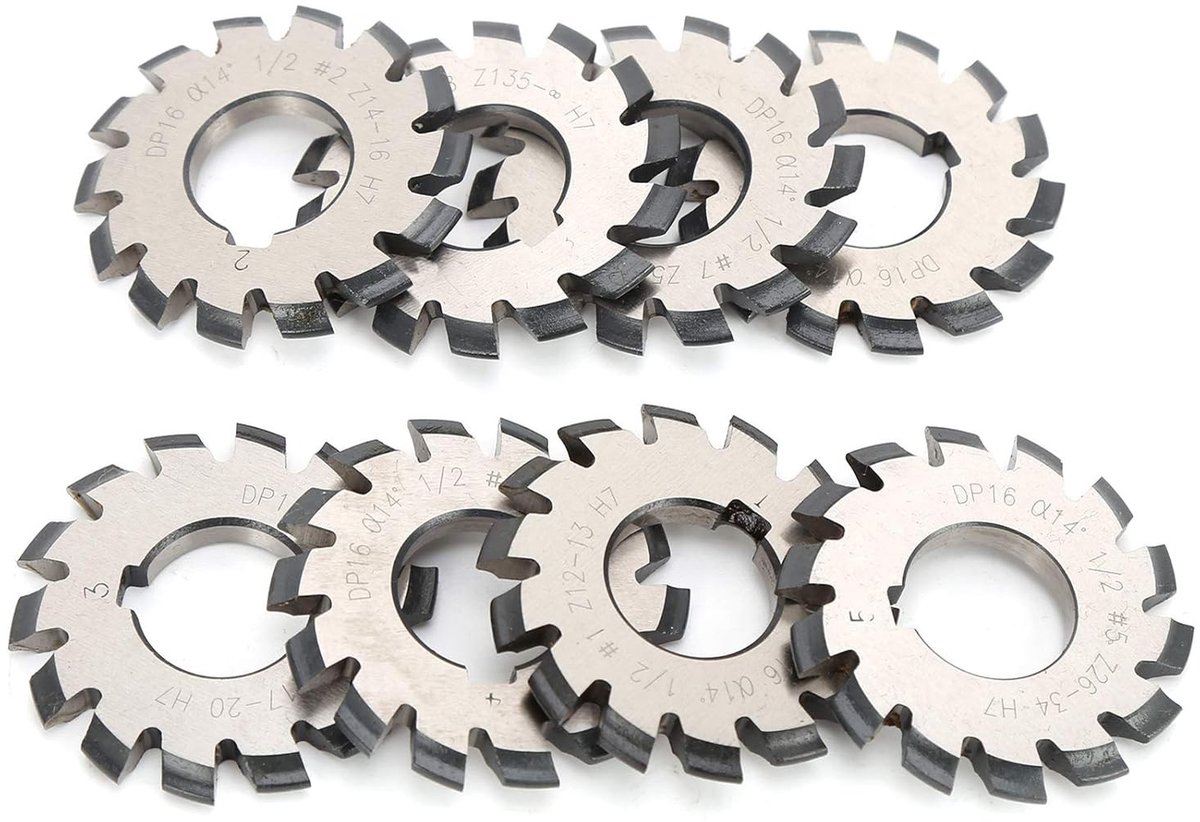 Precisie Freesgereedschap Set van 8 Stukken voor CNC Bewerking van Tandwielen en Mechanische Onderdelen