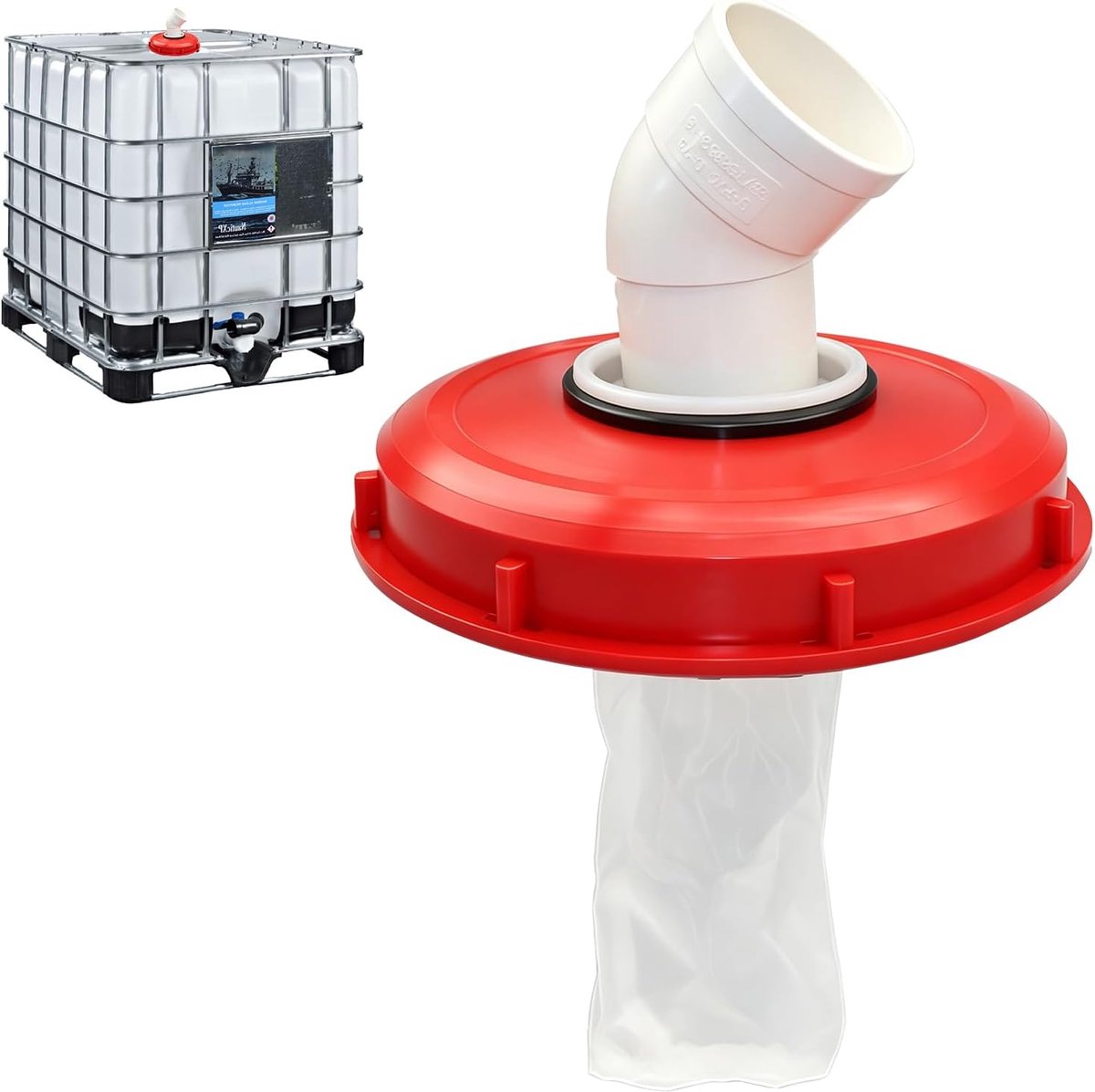 SnelShoppen - IBC Dekselfilter 45° - 165 mm Nylon Regenwaterfilter - Uitwasbaar - Tankdeksel Accessoires voor Regenwatertank DN 150 (245 mm)
