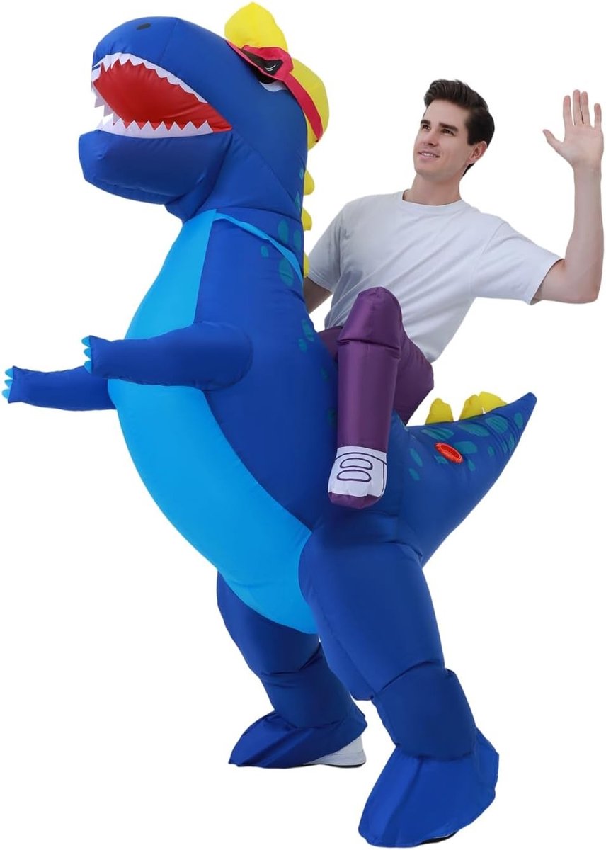 Opblaasbaar Dinosauruskostuum voor Volwassenen - Grappige Cosplay Outfit voor Halloween, Kerst en Carnaval Feesten