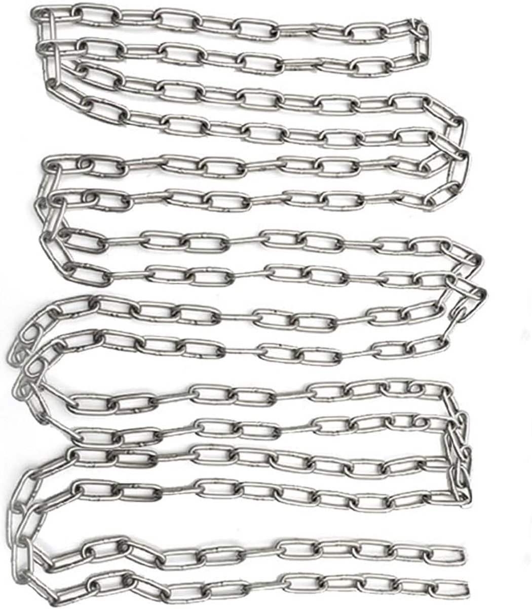 SnelShoppen - RVS Ketting, Sterke Zware Gelaste Schakelverbinding voor Hekken, Hondenuitlaatketting, Draaiketting, Droog- en Wasketting, Maximaal 60kg