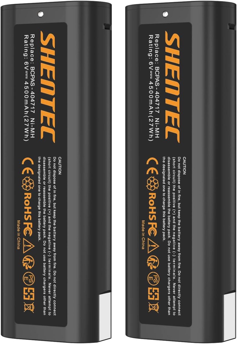 SnelShoppen - 2-Pack 6V 4500mAh Ni-MH Batterijen Geschikt voor Paslode Gereedschap B20544E CF-325 IM250 IM350A Tuin en Klussen