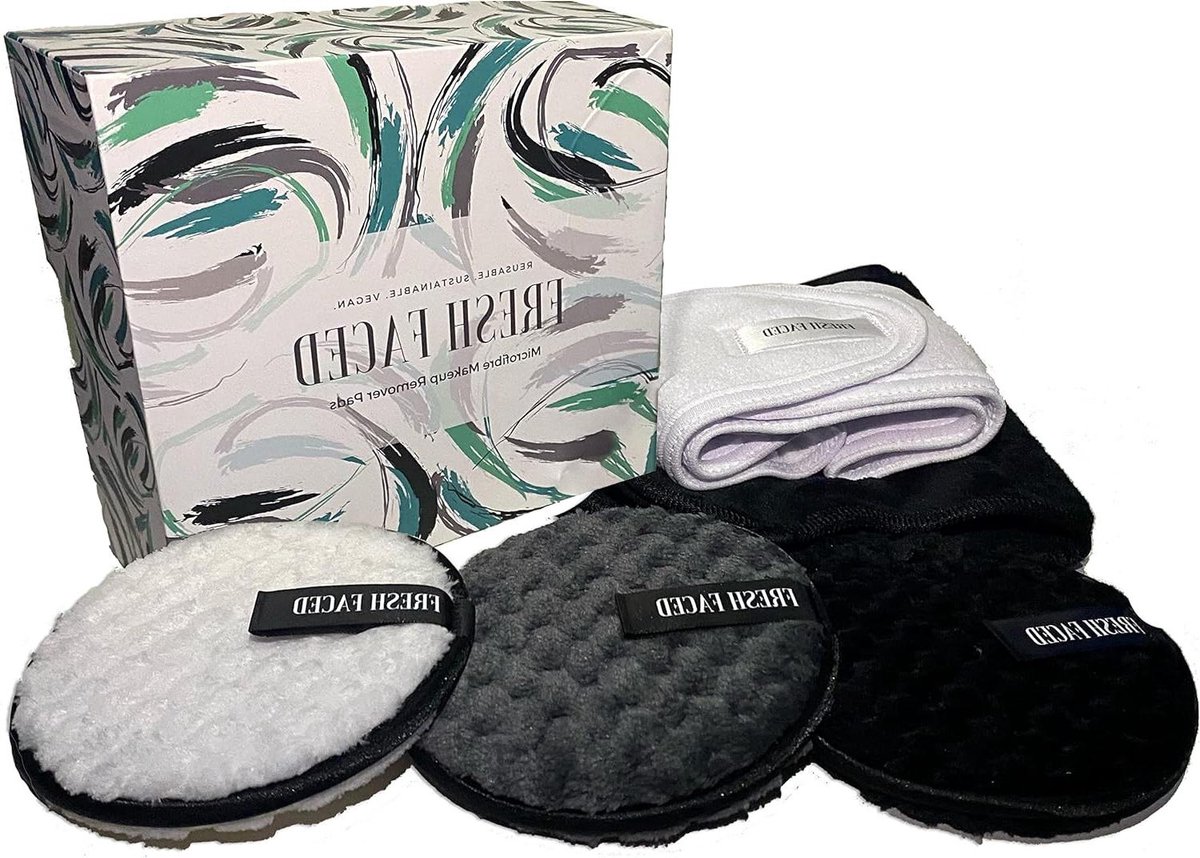 Herbruikbare Make-up Pads - Make-up Wipes - Gezichtsreiniging - Alleen Water Nodig - 12 cm Diameter - Zwart Wit Grijs