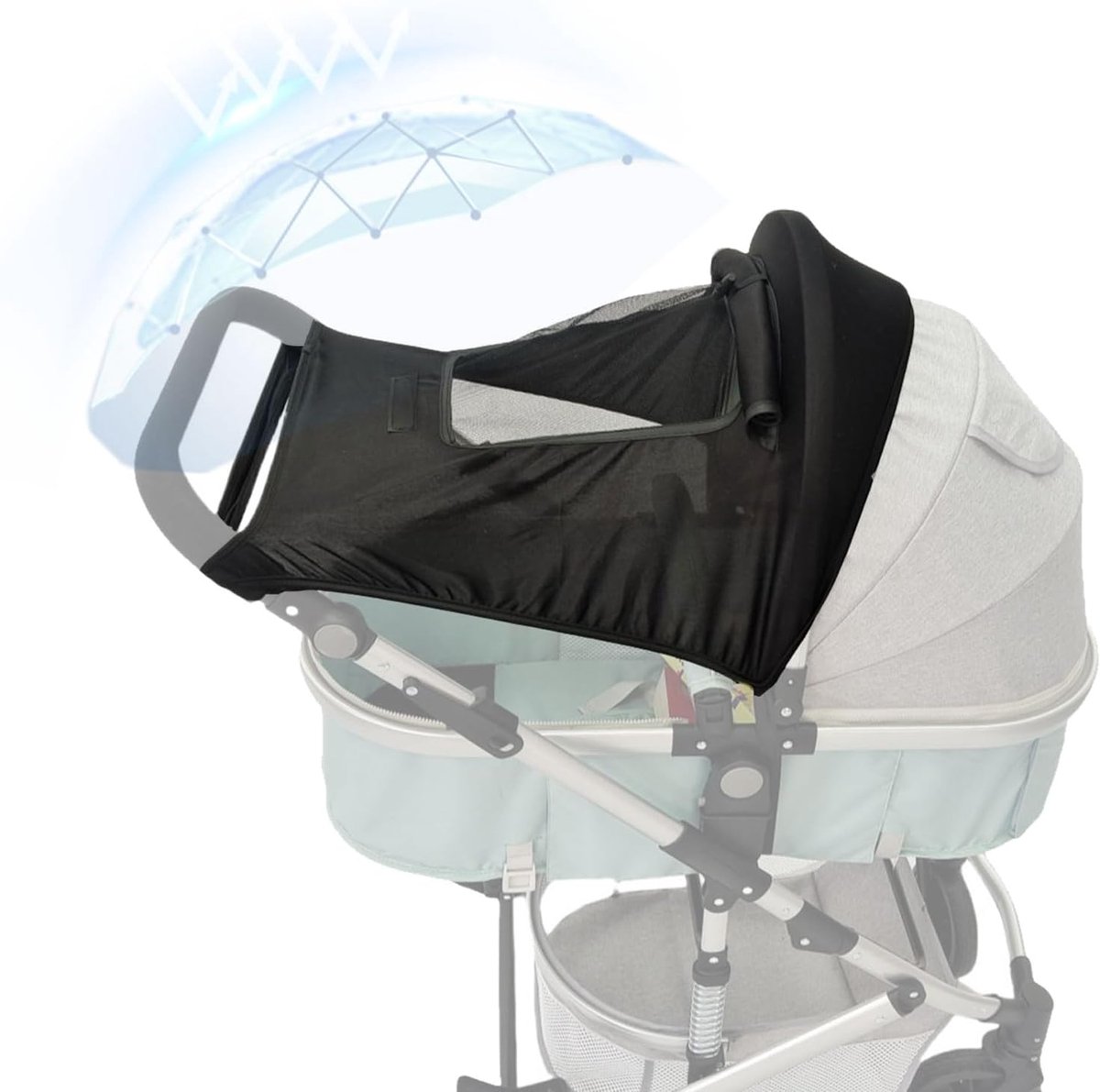 Parasol voor baby's - UV-bescherming 50+ - universele kinderwagen parasol - comfortabele zonwering - SnelShoppen