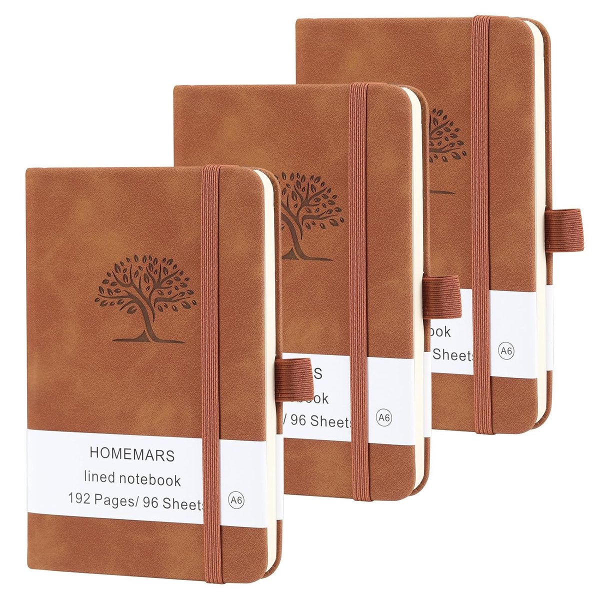 Notitieboek A6 Set van 3 - Bruin - 192 Pagina's - Ideaal voor Reizen - ShopVlot