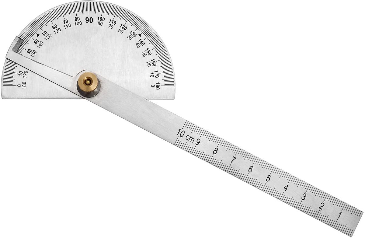 Gradenboog roestvrij staal 0-180° - ronde kop hoekzoeker - 100 mm meetapparaat - ideaal voor houtbewerking - SnelShoppen