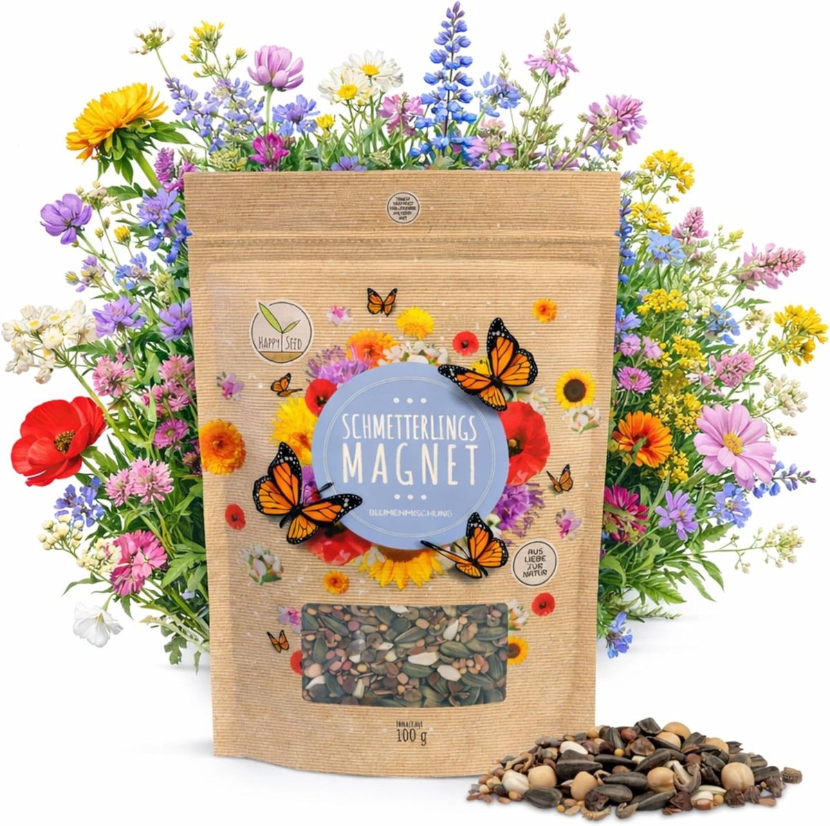 Vlinderweidezaden 100 g - kleurrijke bloemenmix - nectarrijke wilde bloemen - trek vlinders aan - SnelShoppen