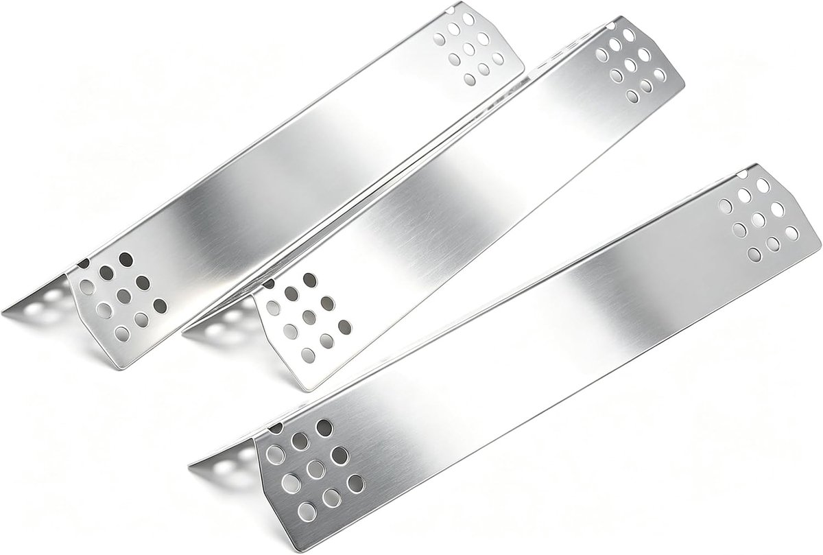 37cm roestvrij staal BBQ Heat Plate Flame Diffuser voor Charbroil, Uniflame, Beefeater 3, Landmann, Flame tamer, Heat Deflector, Brander Cover, 3 pack
