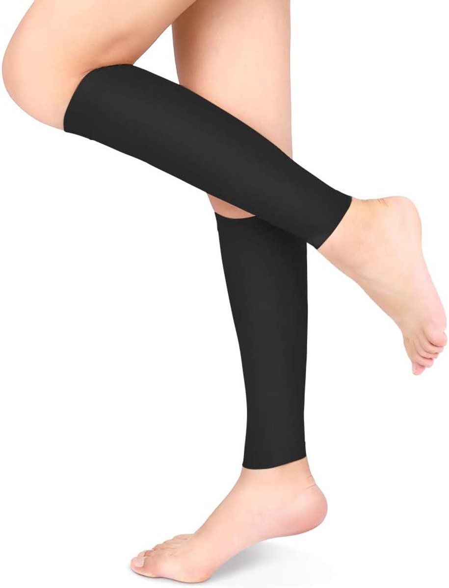 Compressiekousen voor kuiten, compressiekousen voor spataderen, Molletière bescherming 23-32 mmHg, klasse 2, voor mannen en vrouwen, ultralicht, elastisch, behandeling, spataderen, zwart, XL