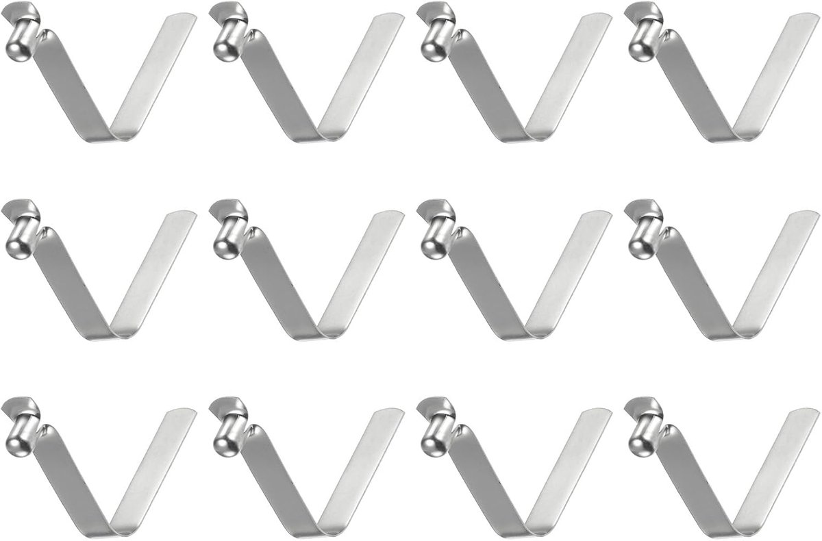 sourcing map 12 stuks veerclip met enkele knop voor kajakpeddel, 32 x 7,5 mm, van staal met veer van 65 Mn, holle V-vorm, telescopische vergrendeling, hefbuis voor tent